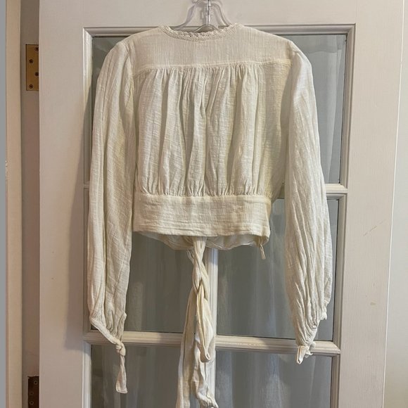 Free People Cream Wrap Top - Picture 2 of 3